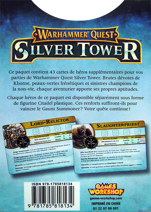 Warhammer quest Silver Tower Cartes Héros